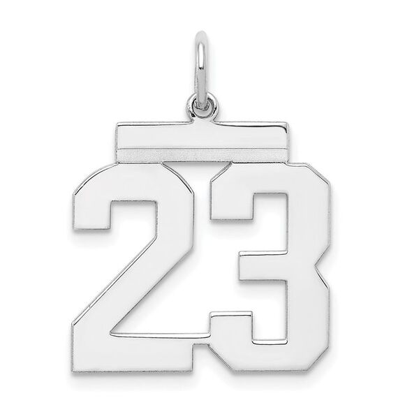Sterling Silver Athletic Collection Medium Polished Number 23 Pendant